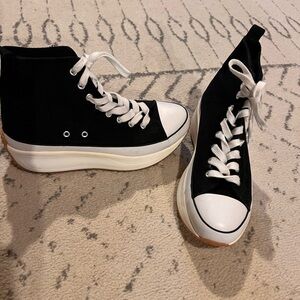 Black and White Steve Madden Platform High-Top Sneakers